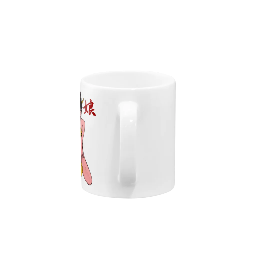 京都の魔雑貨堂の虎皮ビキニ鬼娘（赤鬼） Mug :handle