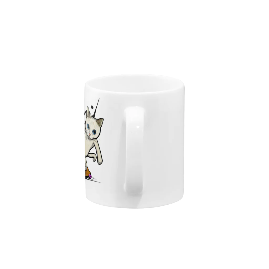 TAKE-TONのロングボードねこ Mug :handle