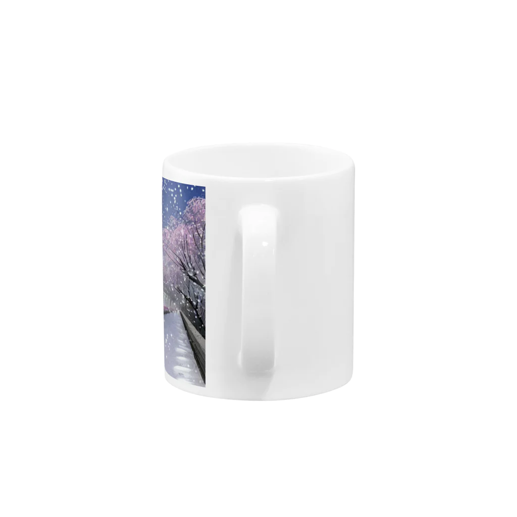 Yossy's Item Factoryの夜の桜並木に雪 Mug :handle