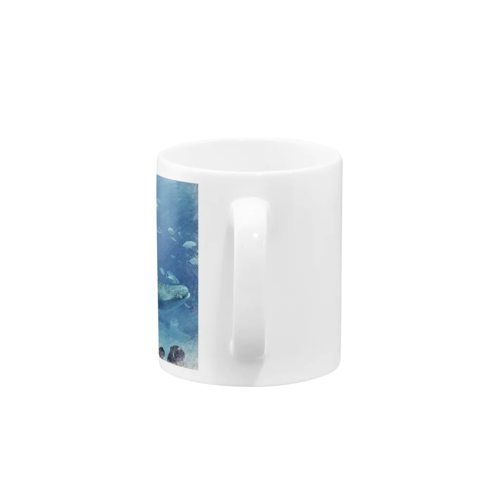 花模様のオーシャンブルー Mug :handle