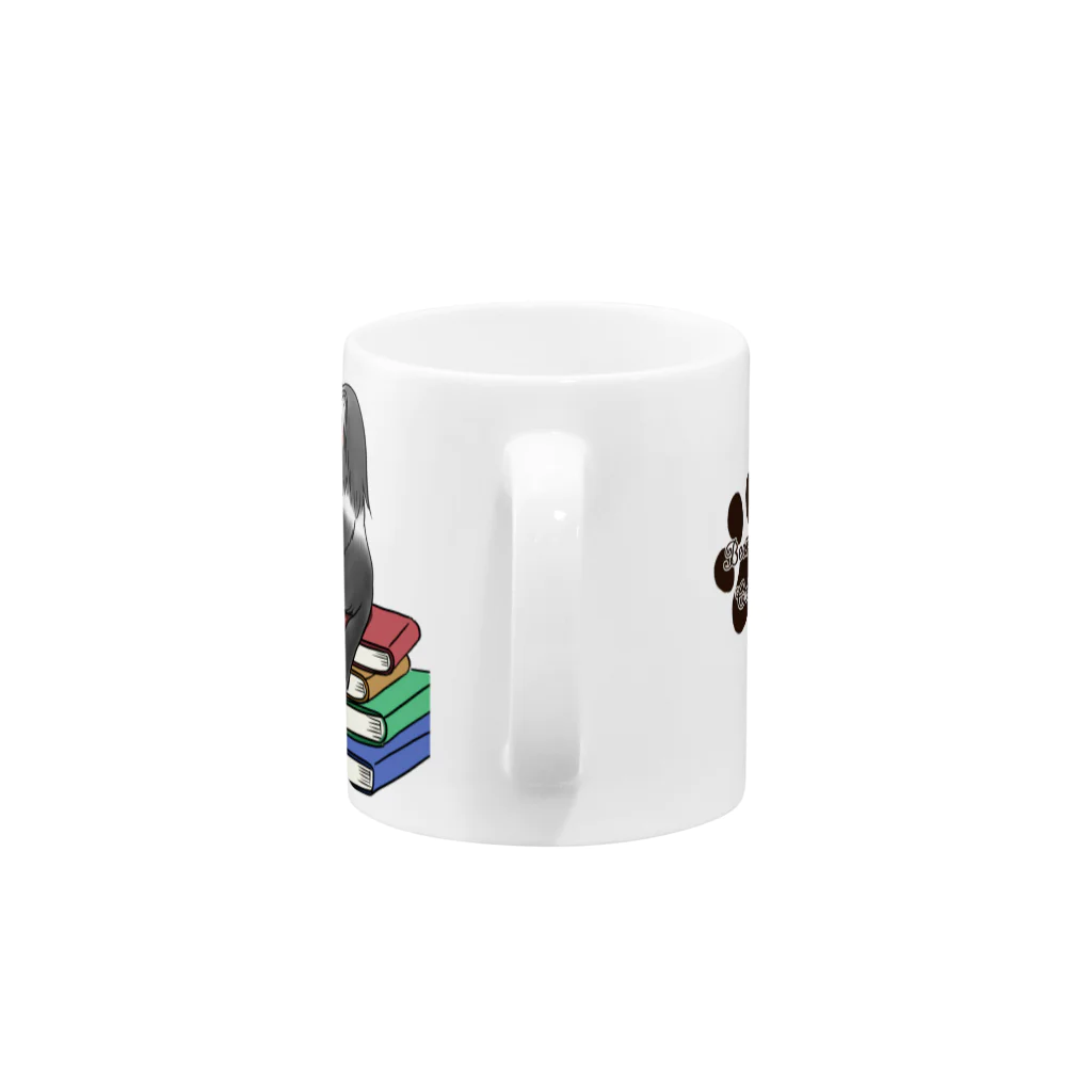 もふもふとあるこうのビアデットコリー読書の秋マグカップ Mug :handle