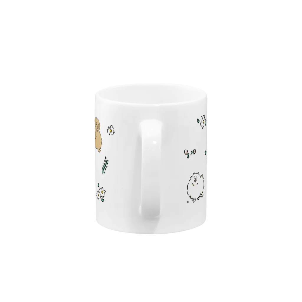 omamiの犬とお花柄 Mug :handle