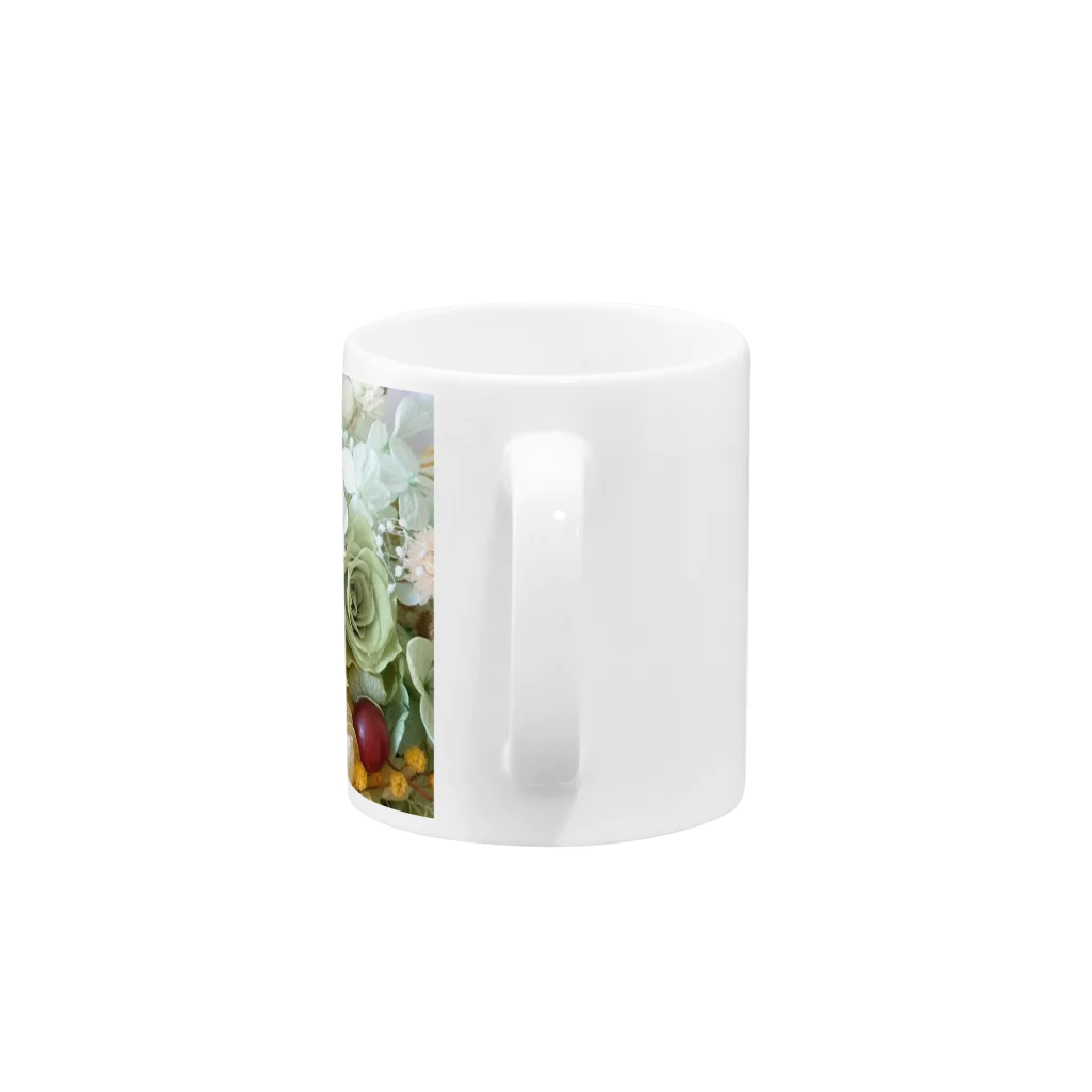 meke flowersのレモンイエローとアップルグリーン Mug :handle