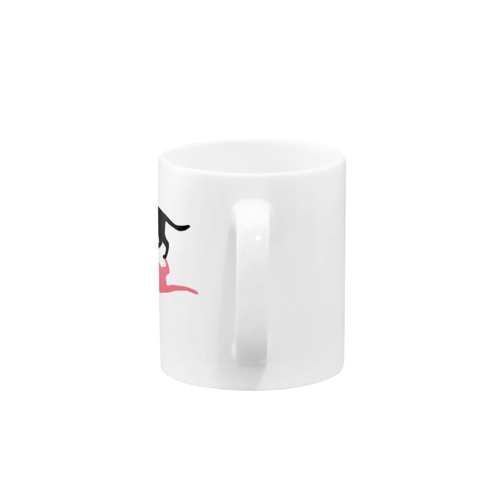 小鳥と映画館の黒猫と影　ピンク Mug :handle