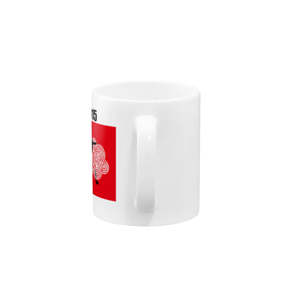 ジルトチッチのデザインボックスの真っ赤でキュートな羊トリオ Mug :handle