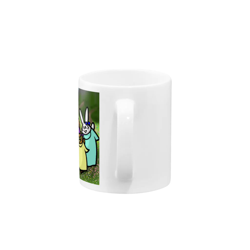 ゆきうさぎ工房のお花と踊る Mug :handle