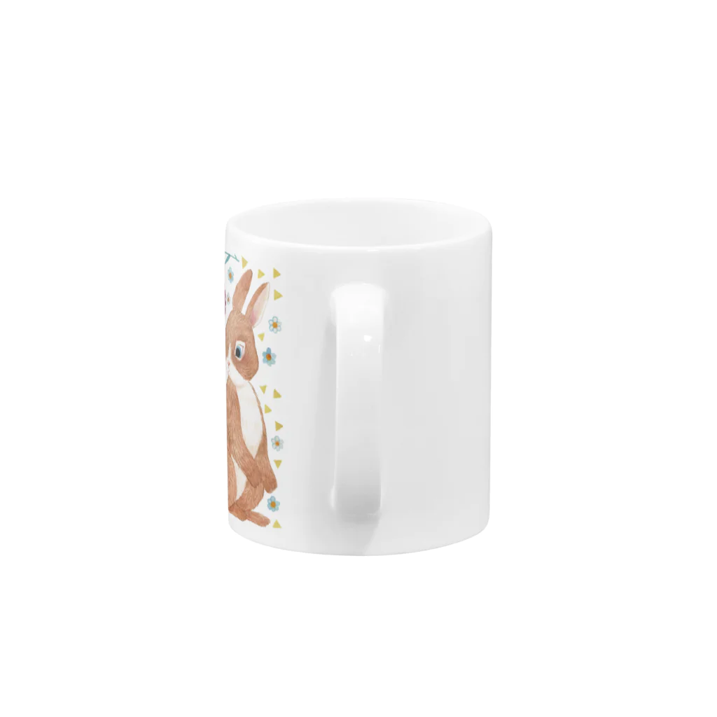 すずなみまりの花とうさぎ Mug :handle