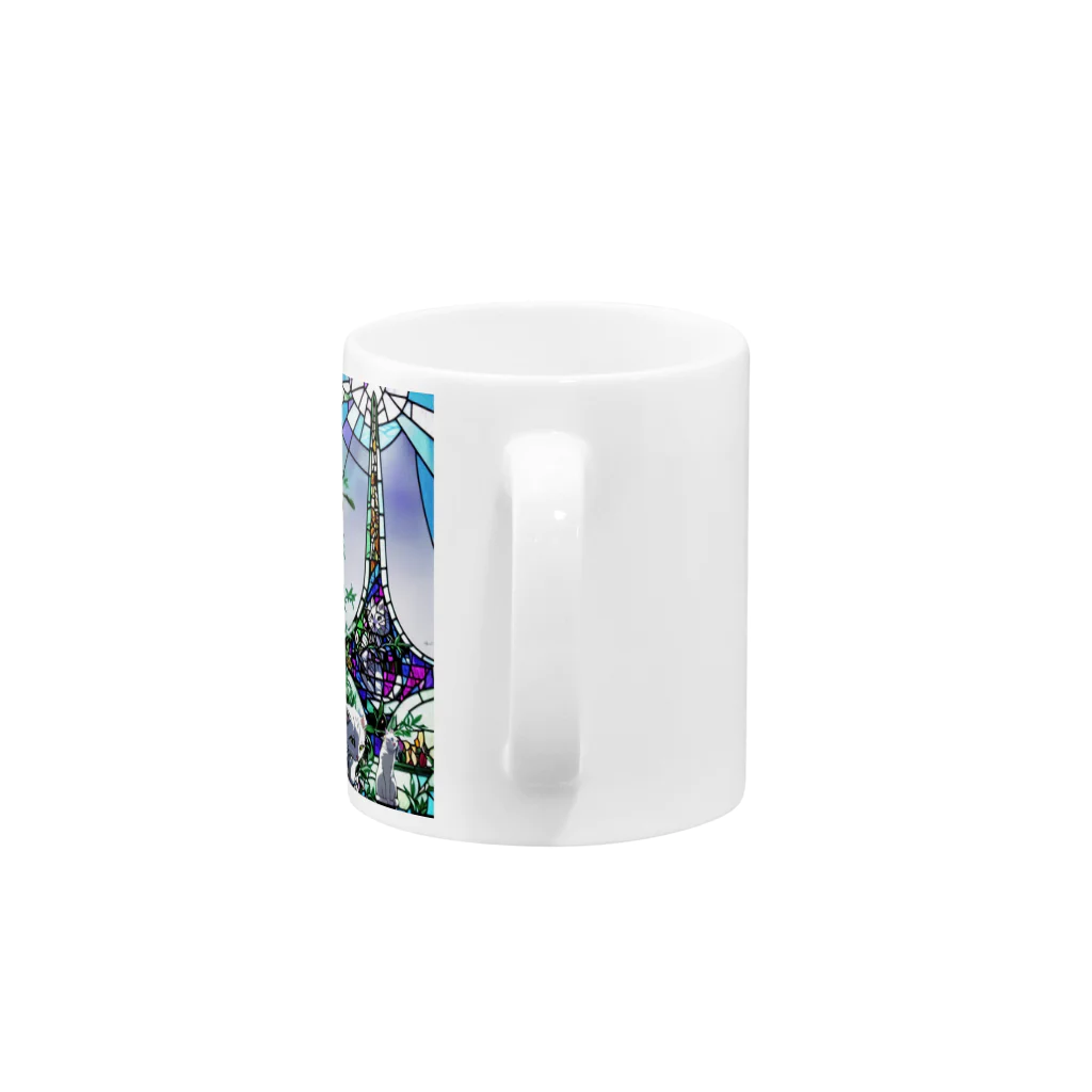 はる【AI世界遺産】のステンドグラス風猫@ダマスカス Mug :handle