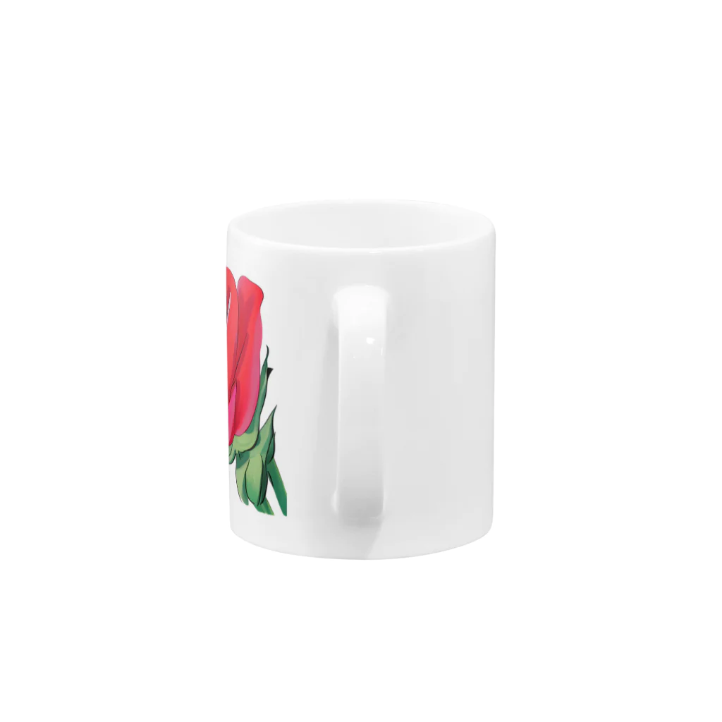 くまさんの紅いバラ Mug :handle