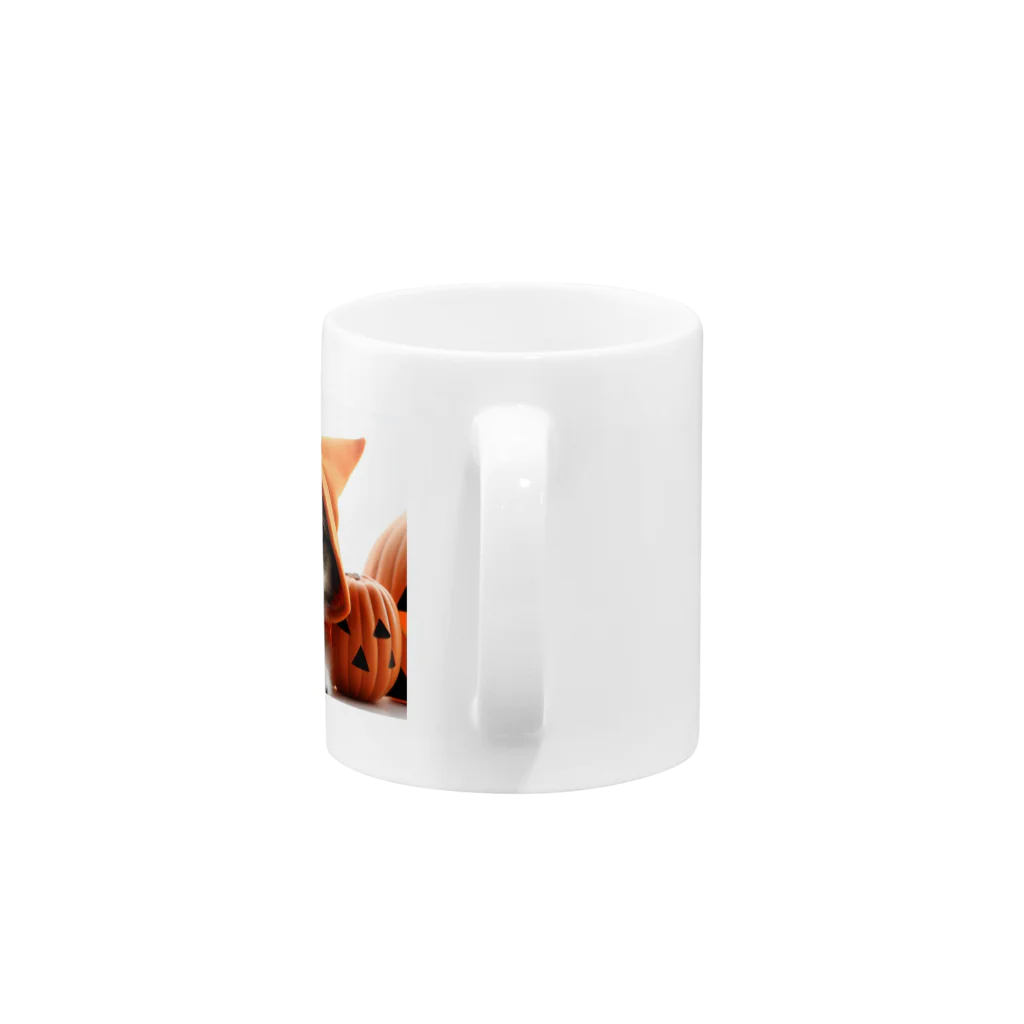 dogsandcatsのハロウィンパピー Mug :handle