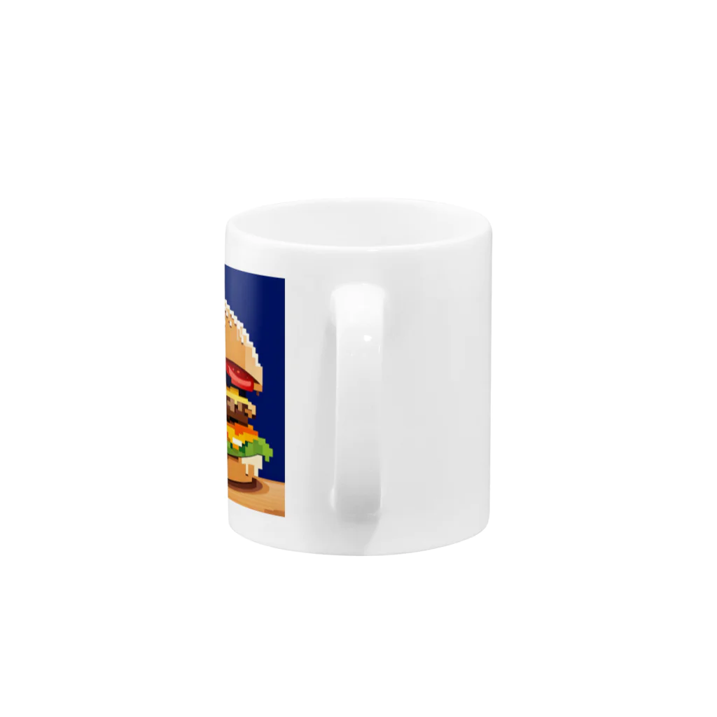 ダブル15のドット柄ビッグなチーズバーガー Mug :handle