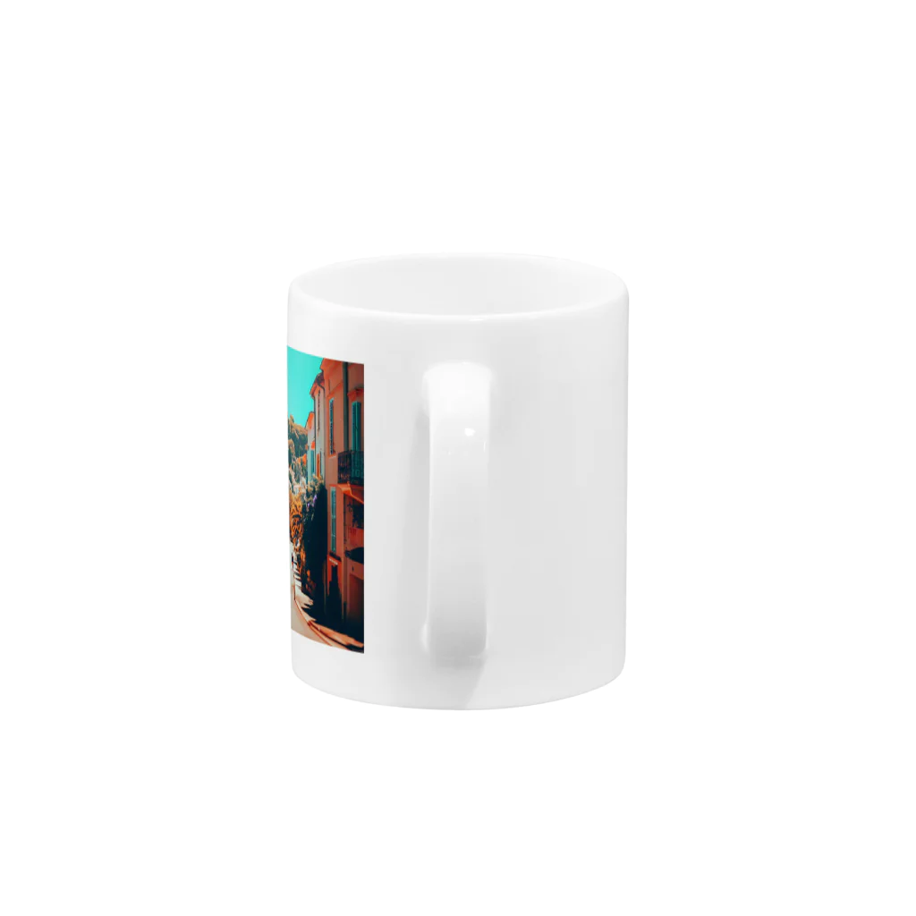 suzuri_tkの南仏の街並み、夏、明るく美しい、映画のような風景グッズ Mug :handle