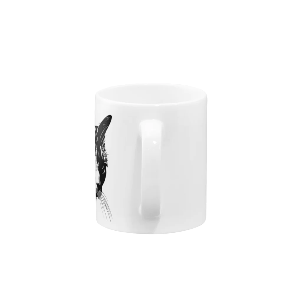 Xmasaのモノクロキャット Mug :handle