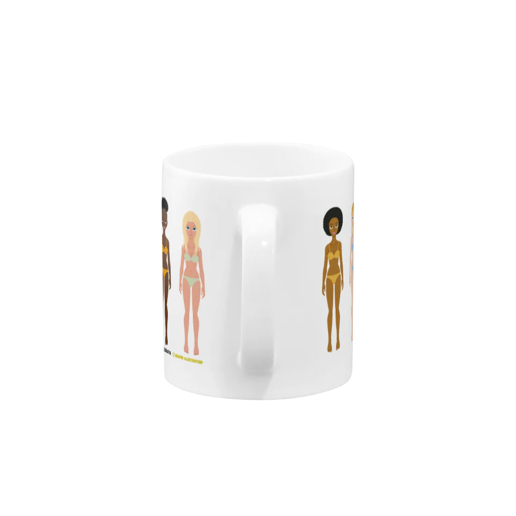 Quatre Illustrationのキャトル・ガール Mug :handle