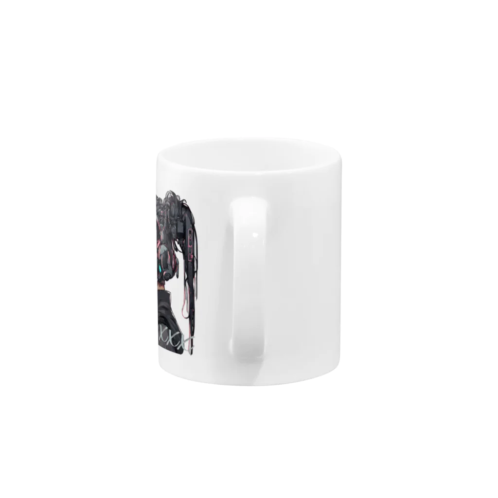 Cyber XXXのサイバーパンク少女　黒髪ツインテール Mug :handle