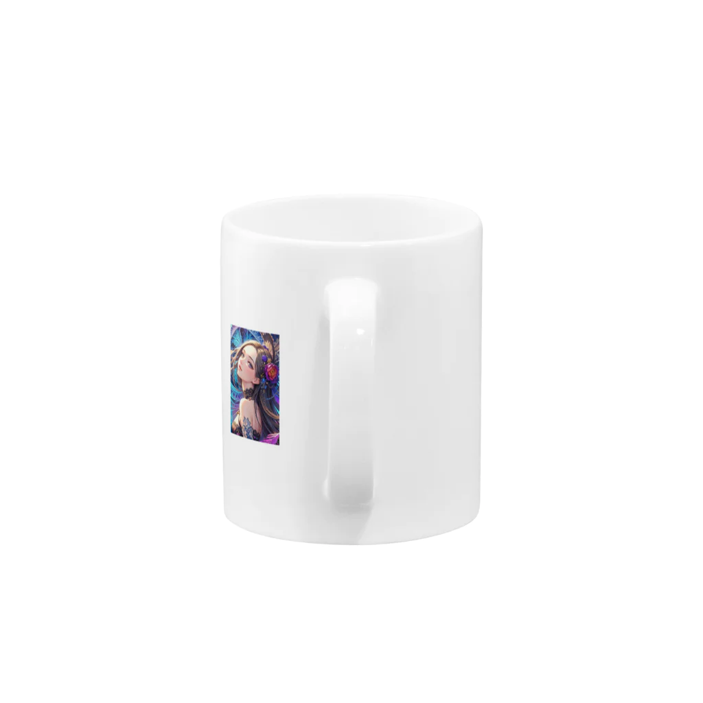 Rapitesu_AI_officialの「花の中の美 - レースの少女」 Mug :handle