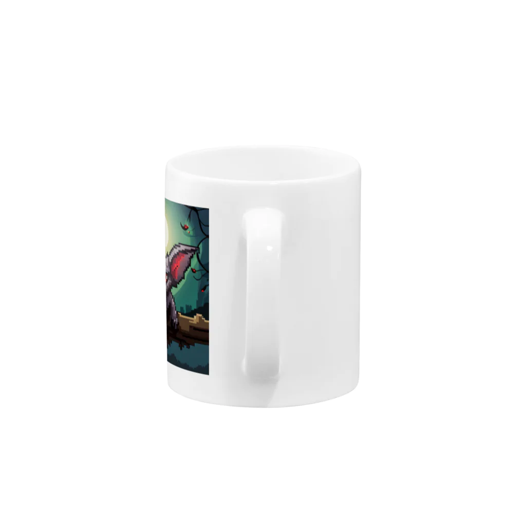 umakoiの満月を背景に赤目コウモリが威嚇する様子のドット絵 Mug :handle