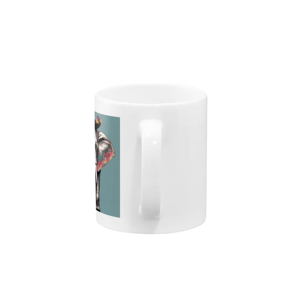 おしゃれな動物のおしゃれなゾウ Mug :handle