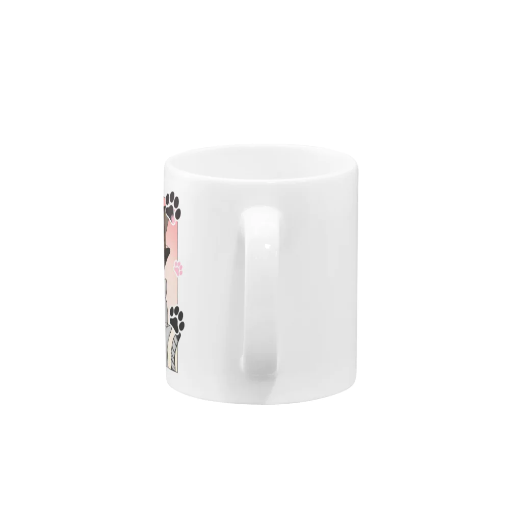 ねこほうチャンネル公式グッズの5匹ねこほうイラストグッズ Mug :handle