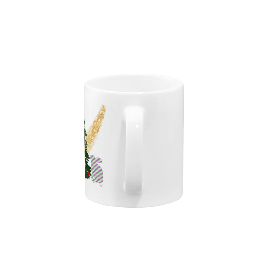 Rabbitflowerのうさのクリスマス Mug :handle