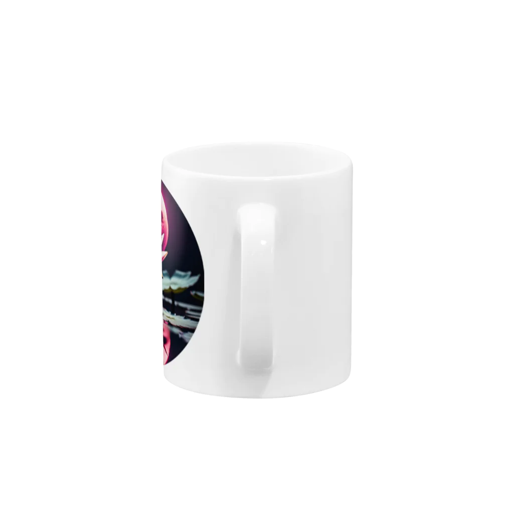 RetrowaveFlowerのRetrowaveFlower-睡蓮- Mug :handle