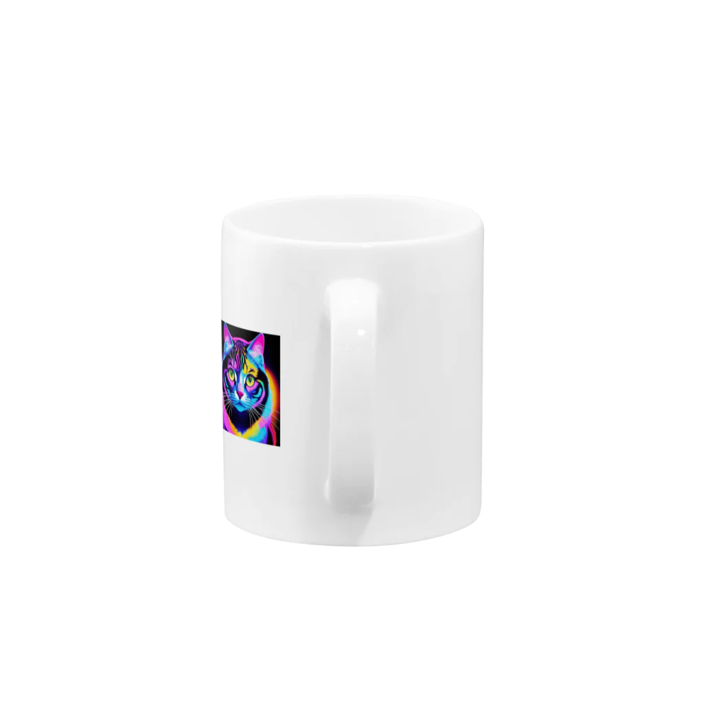 629_CAT_ARTのカラフルサイバーキャット vol2 Mug :handle