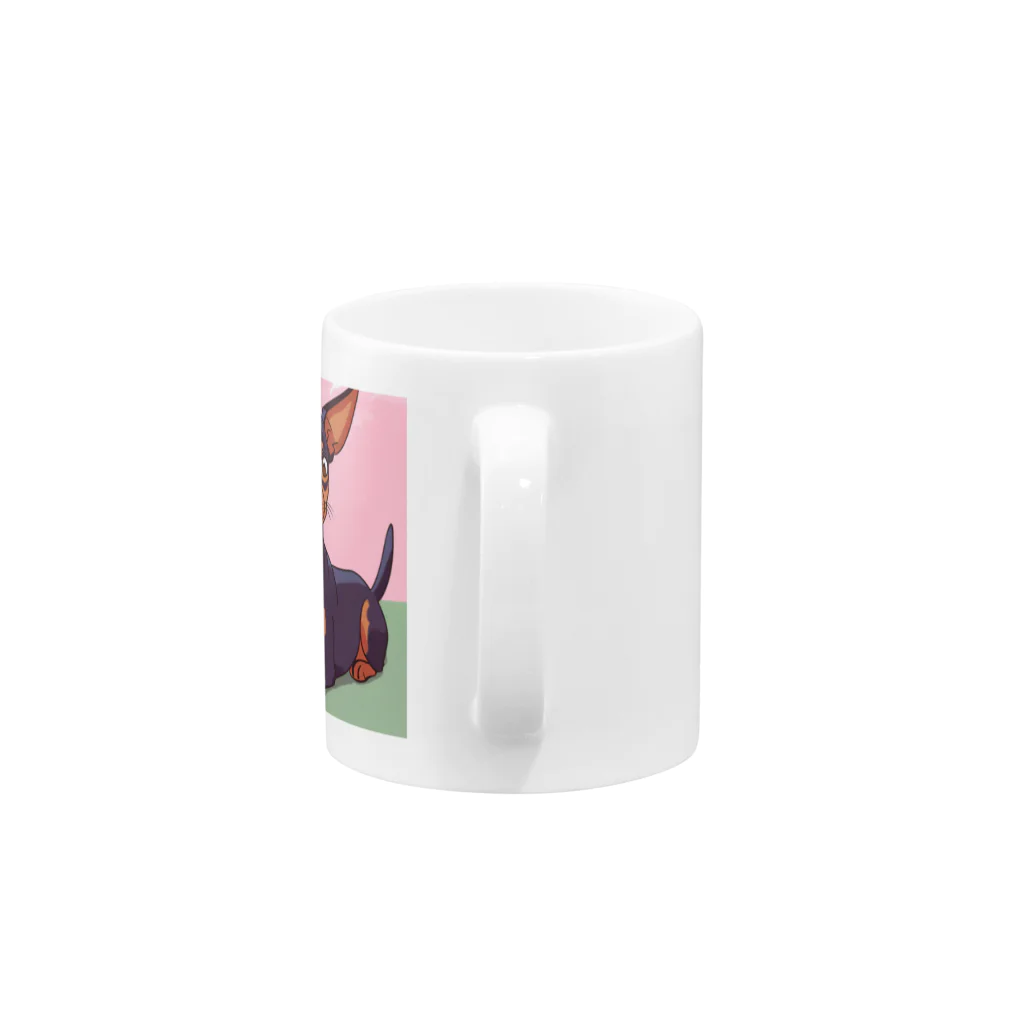 スプラッシュルークのミニピンのイラストグッズ Mug :handle