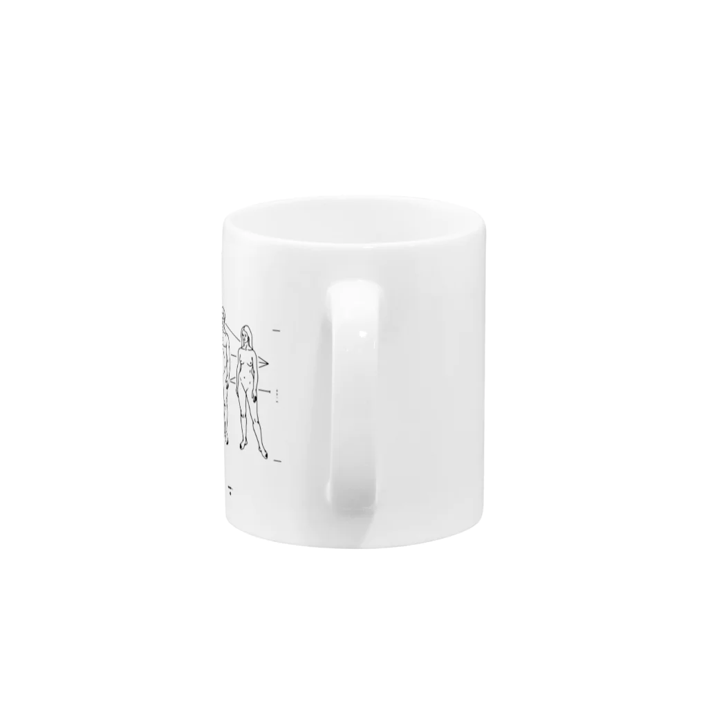 metao dzn【メタヲデザイン】のパイオニア探査機の金属板 Mug :handle