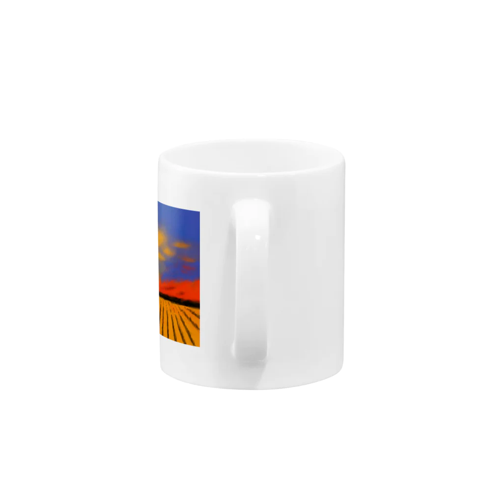 日々好日屋2号店の田んぼと夕焼け Mug :handle