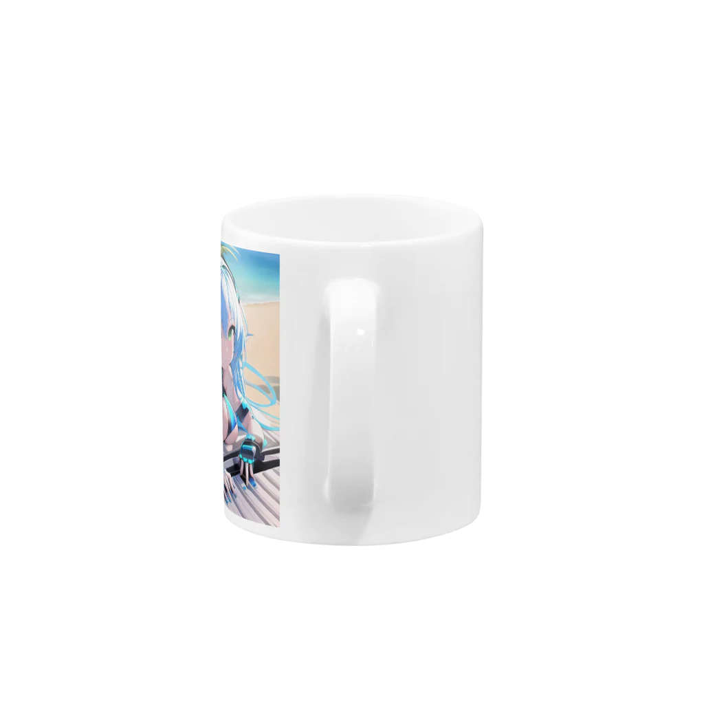 シロクマペンギンのエルフのサイバーピアニストの夏休み Mug :handle