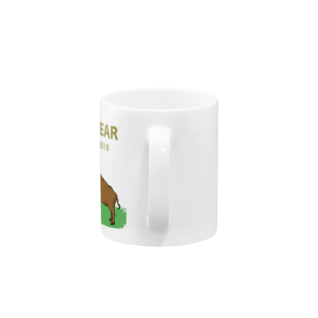 ジルトチッチのデザインボックスの2019亥年の猪のイラスト年賀状イノシシ Mug :handle