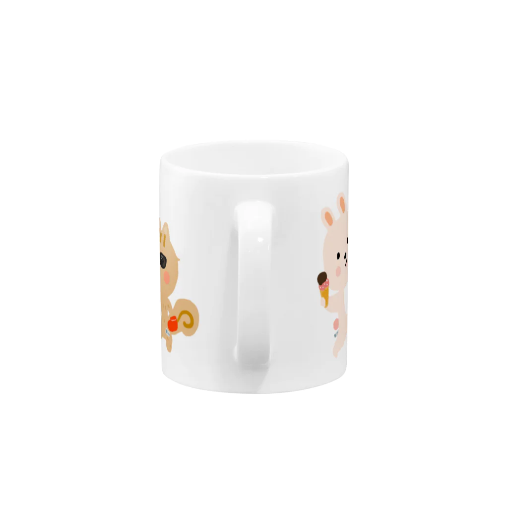 セールにつき開店のきつね、うさぎ、くま、りす、ペンギン Mug :handle