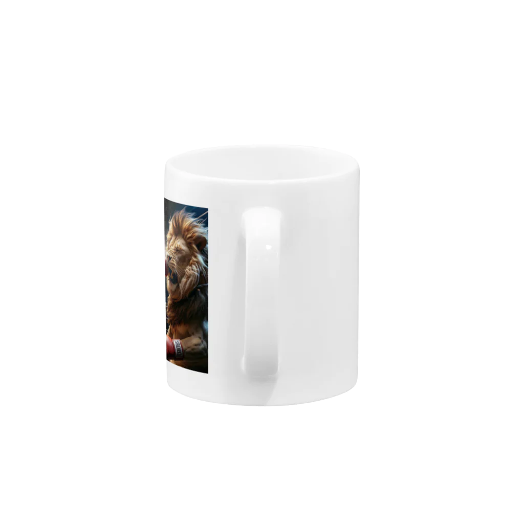 Laugh-Tのウサギとライオンのボクシング Mug :handle