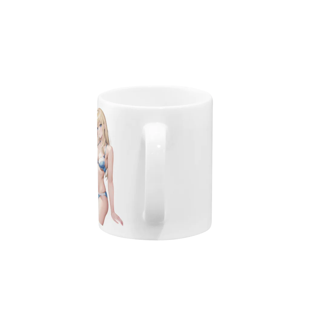 AIオリジナルイラスト　美女男子の金髪の彼女が下着姿で魅了する Mug :handle