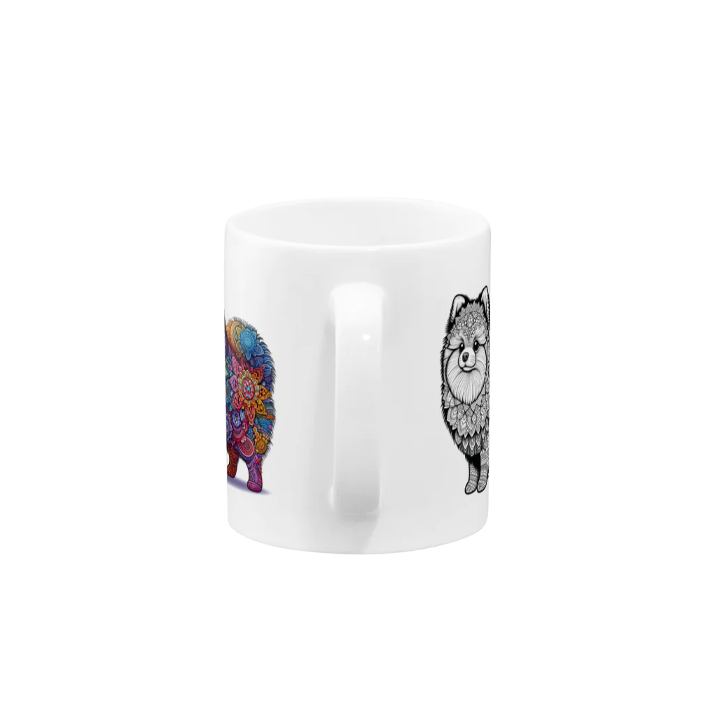 RelaxingDogMusicのMandala Pomeranian Mug :handle