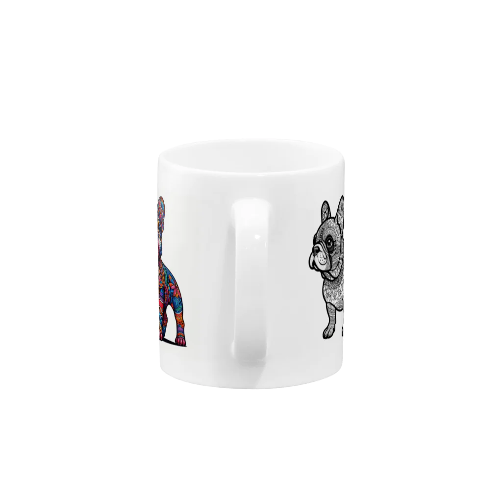 RelaxingDogMusicのMandala French Bulldog Mug :handle