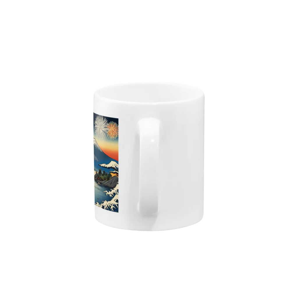 日本の風景 COOL JAPANの日本の風景、夏の風物詩、花火　Japan in summer、HANABI Mug :handle