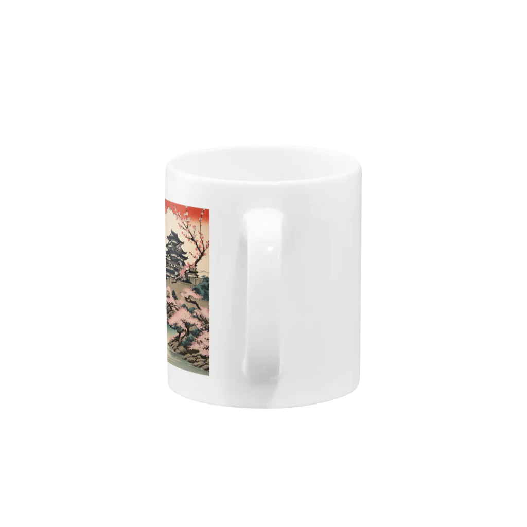 日本の風景 COOL JAPANの日本の風景、桜咲くお城　 Mug :handle