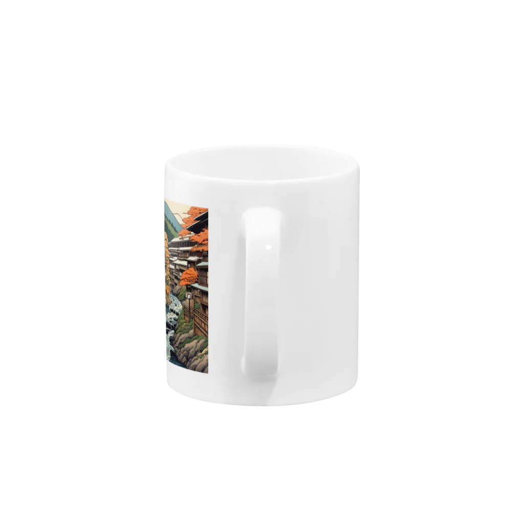 日本の風景 COOL JAPANの日本の風景、温泉街　Japanese hot spring town Mug :handle