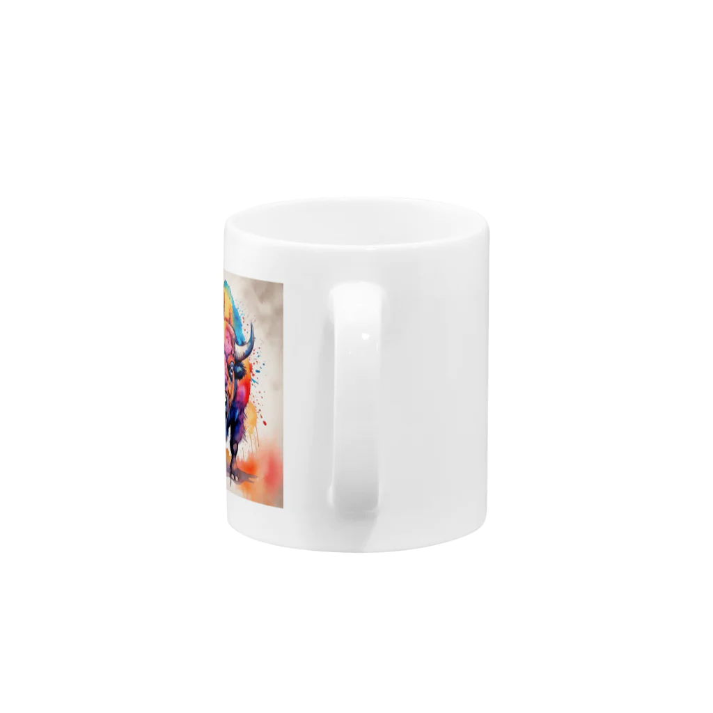 【ma chérie】A treasury of love.のカラフルバッファロー Mug :handle