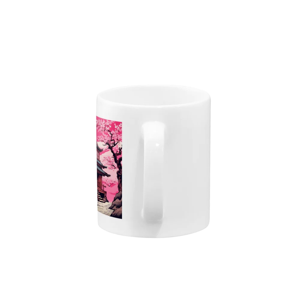 日本の風景 COOL JAPANの日本の風景　古民家と満開の桜 Mug :handle