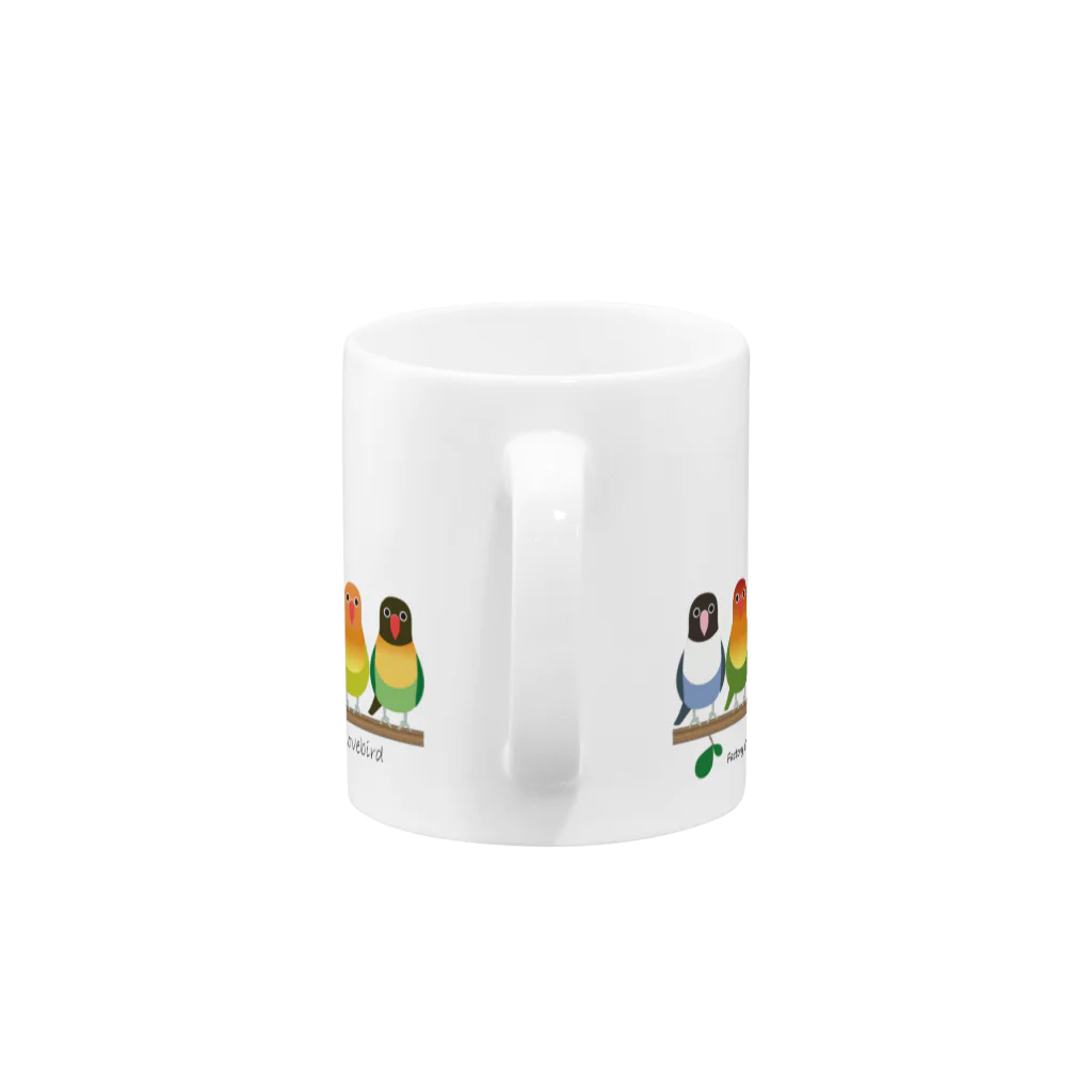 Happy birdsの横ならび ボタン Mug :handle