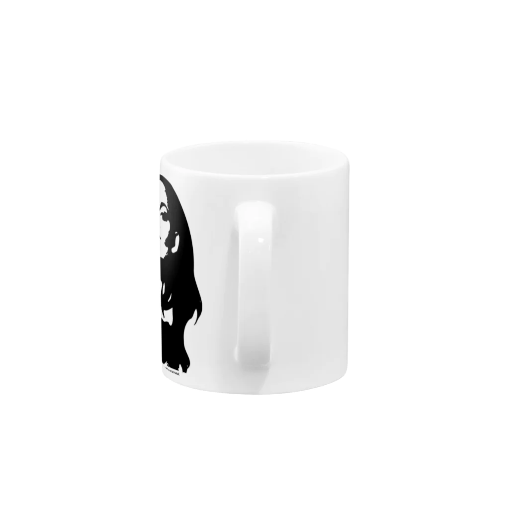 ファンシーTシャツ屋の長髪女性のモノクロデザイン Mug :handle