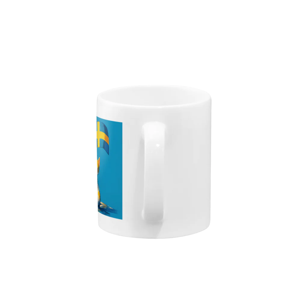 北欧ねこのスウェーデンのねこ親子 Mug :handle