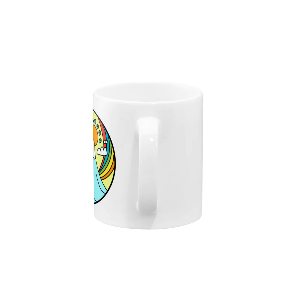 aloha_world_in_circleのjapan mount Fuji rainbow Mug :handle