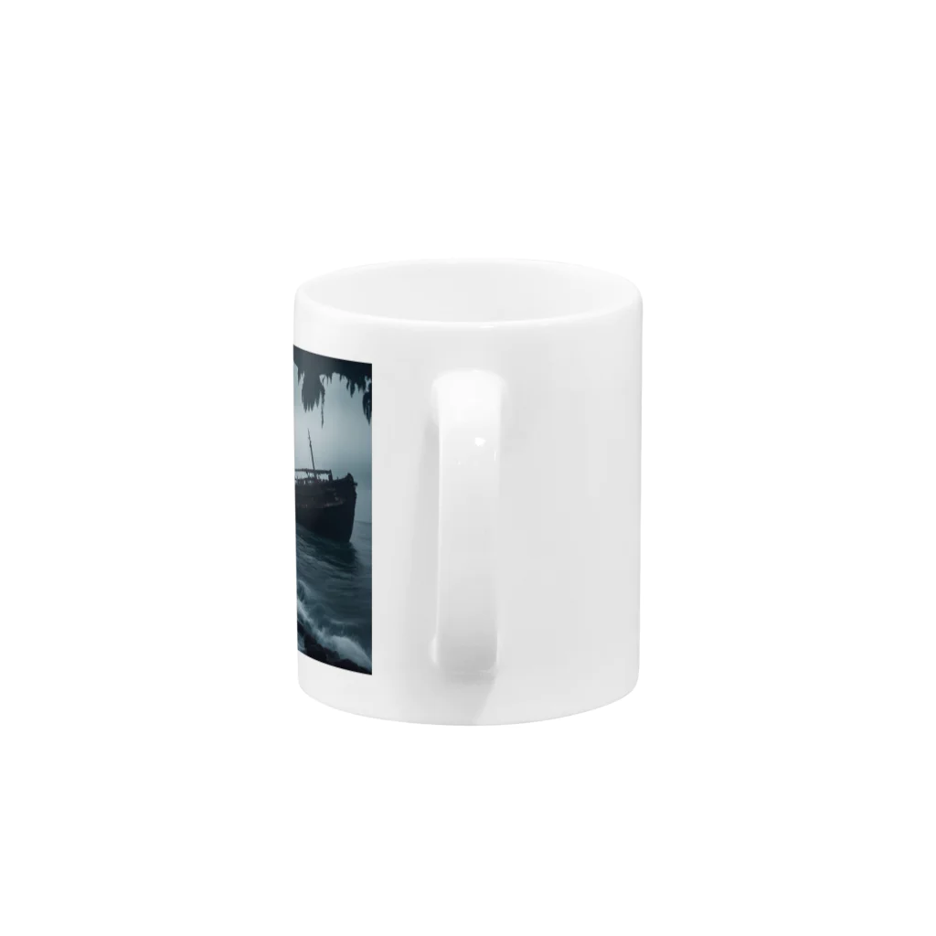 Dark Fの暗黒の海に浮かぶ腐敗した船の墓場 Mug :handle