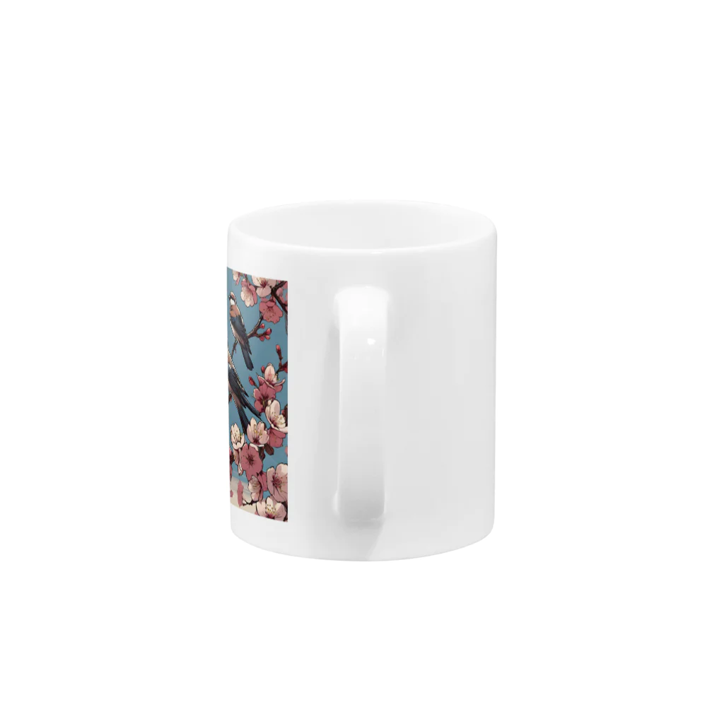 ウェブエンパイアの桜と雀（Cherry blossom & sparrow)  01 Mug :handle