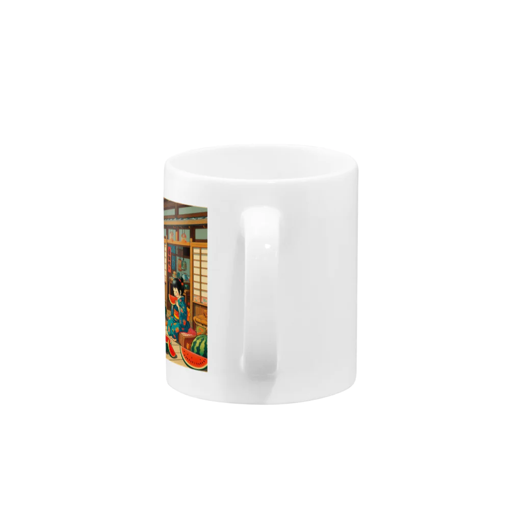 日本の風景 COOL JAPANの日本の風景:縁側でスイカを食べる Mug :handle