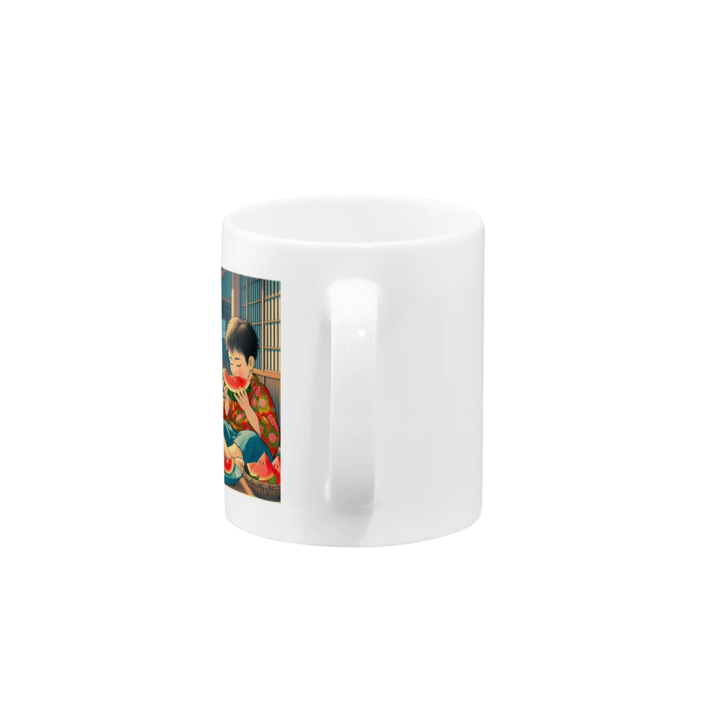 日本の風景 COOL JAPANの日本の風景:スイカを食べた夏の日の思い出 Mug :handle