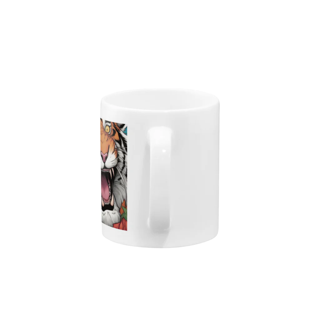 Isaiah_AI_Designの咆哮するトラ Mug :handle